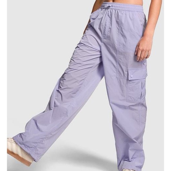 PINK Victoria's Secret Pants - PINK Victoria's Secret Satin Parachute Cargo Pants Lavender